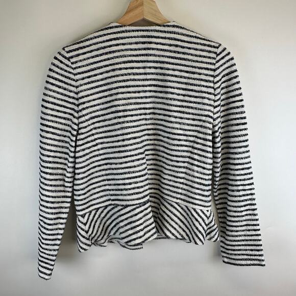 Loft Black and White Striped Open Front Cardigan Sweater Blazer Womens XS Petite - Picture 5 of 13